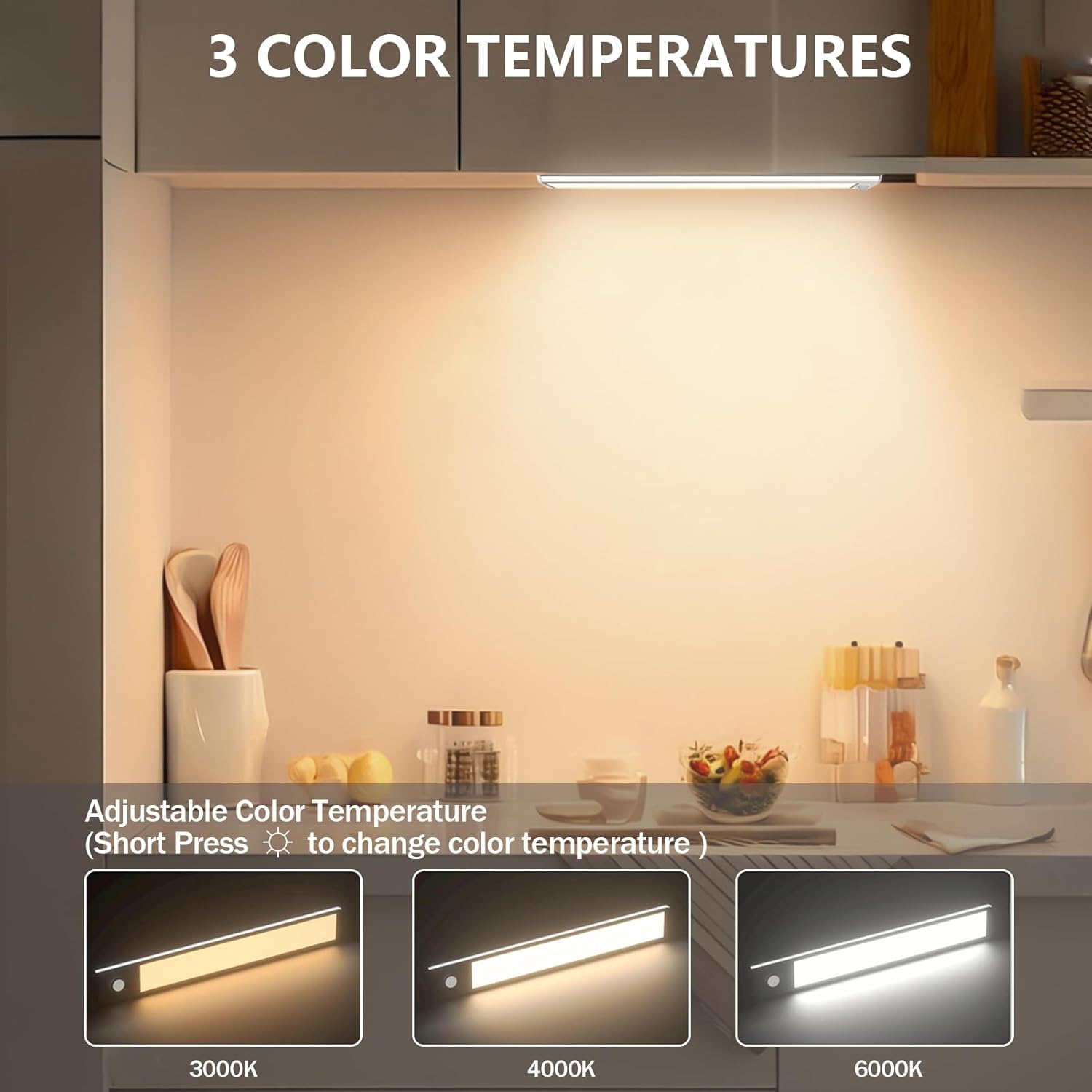 Luz LED para Debajo de Gabinetes con Sensor de Movimiento – 3 Modos de Iluminación