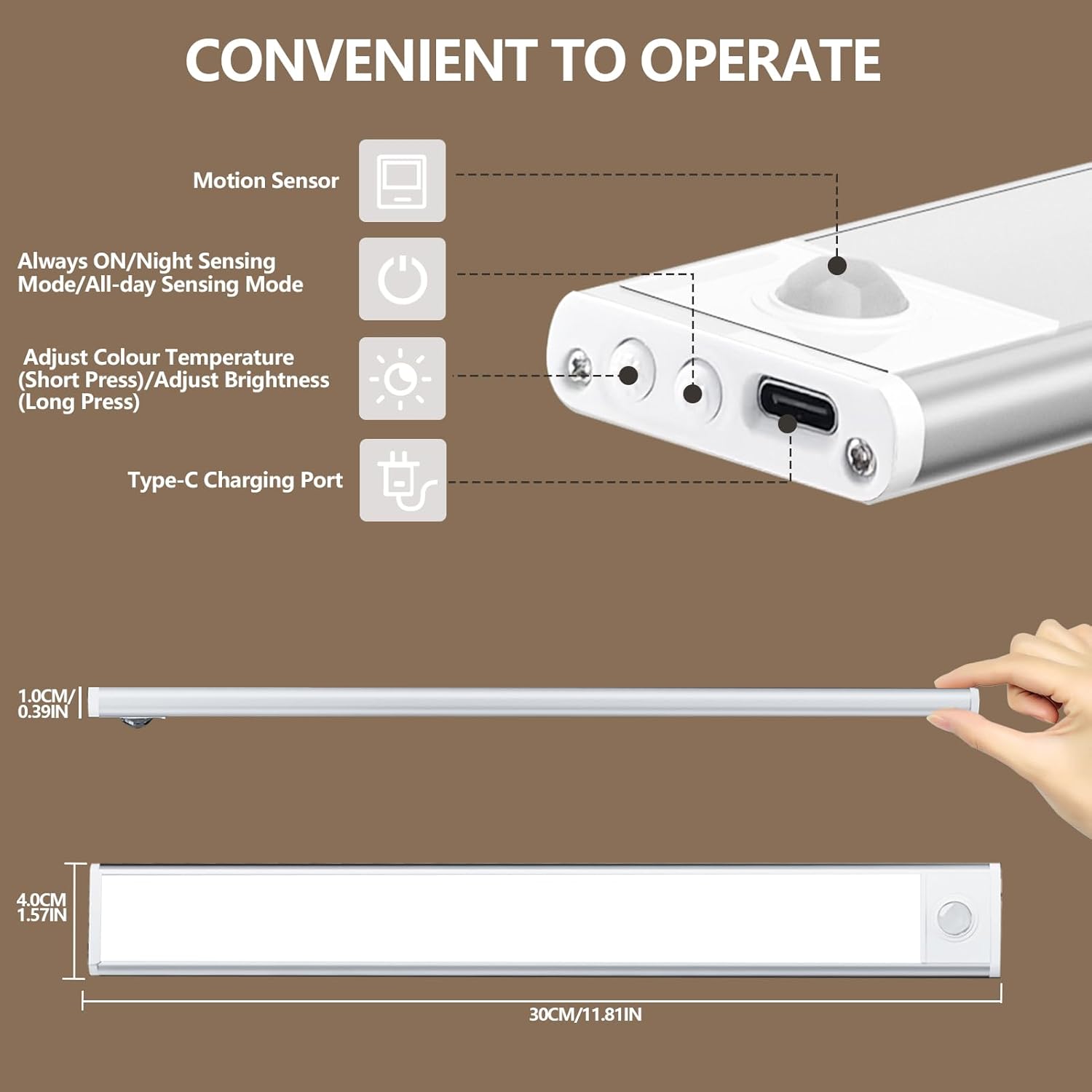 Luz LED para Debajo de Gabinetes con Sensor de Movimiento – 3 Modos de Iluminación
