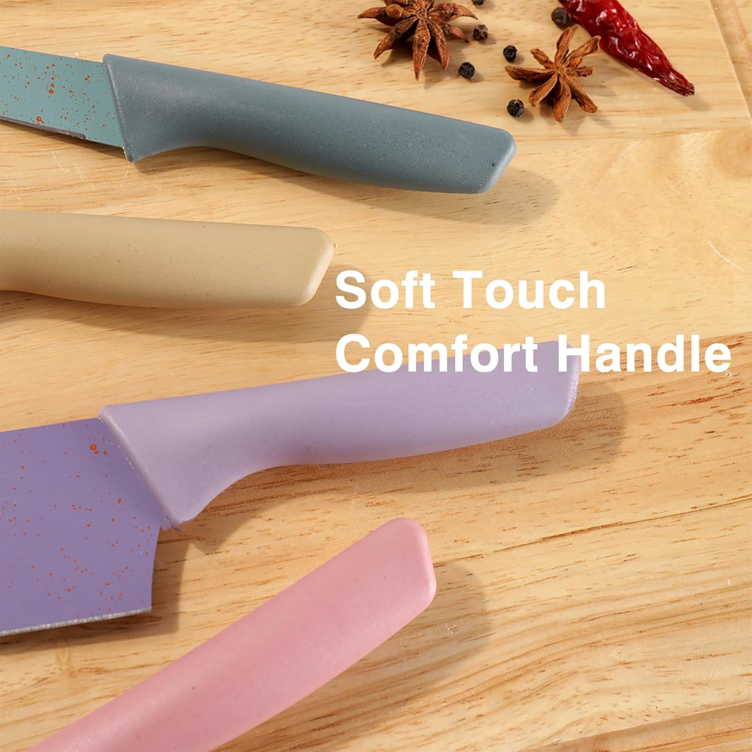 Juego de Cuchillos de Cocina Multicolor – Set de 6 Piezas con Revestimiento Antiadherente